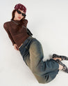 Brown Trim Top ajustado en 100% poliéster | Urban Rock