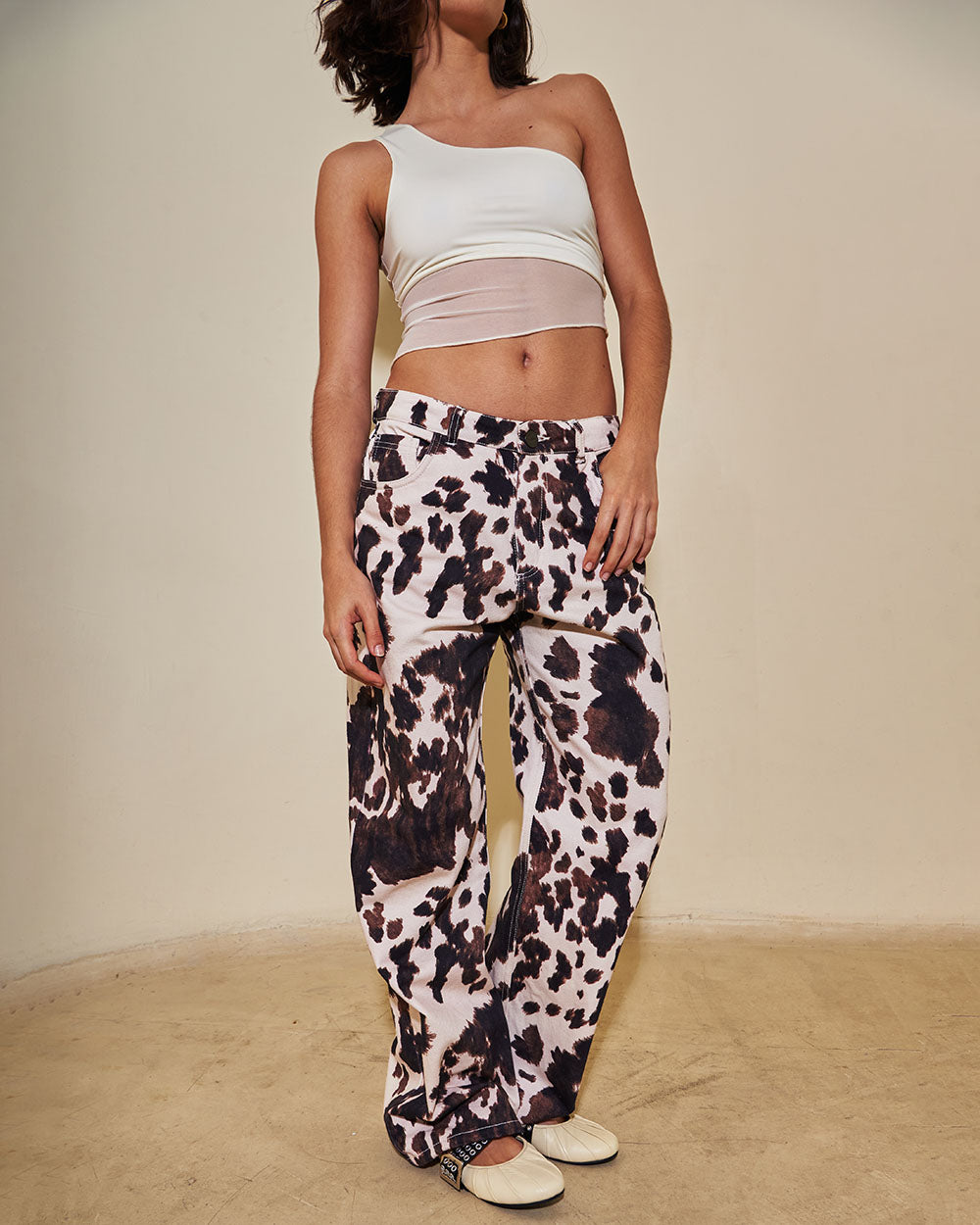Pantalón Moo Pants en drill de algodón estampado - tiro bajo y bota amplia | Urban Rock