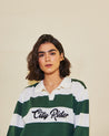 Polo para mujer oversized con fajón en contraste - estilo urbano | Urban Rock