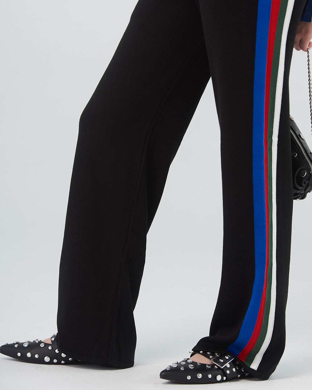Pantalón Racer Knit negro con rayas de colores - Urbanrock Colombia
