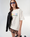 Camiseta Racer blanca extra holgada de algodón - Urbanrock Colombia