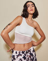 Sansa Top - cropped de un hombro en nylon y mesh translúcido | Urban Rock
