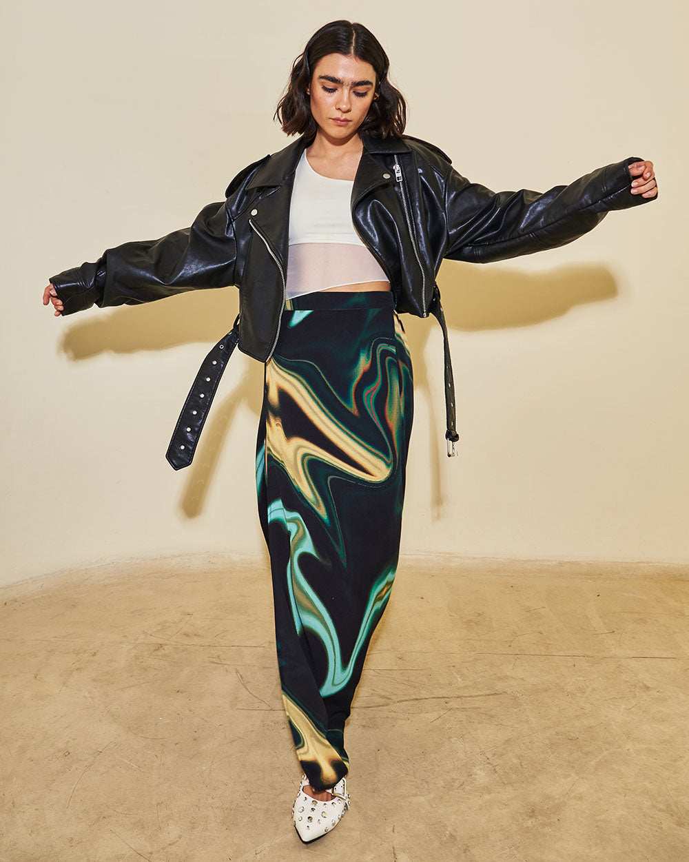 Skirt estampada asimétrica en 100% rayón - tendencia | Urban Rock